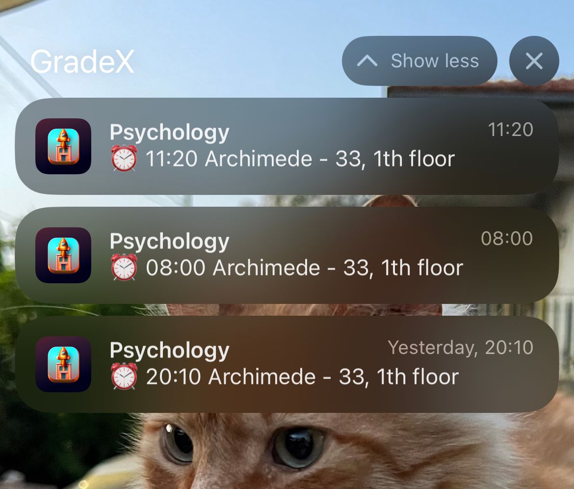A screenshots of notifications scheduled locally with background tasks in SwiftUI.